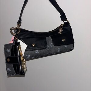 Juicy Couture Black and Gray Shoulder Bag